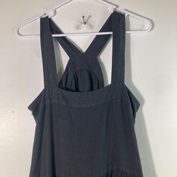 Womens Joie Tiered Linen Midi Sundress Black L Linen Mild fade - Picture 4 of 11